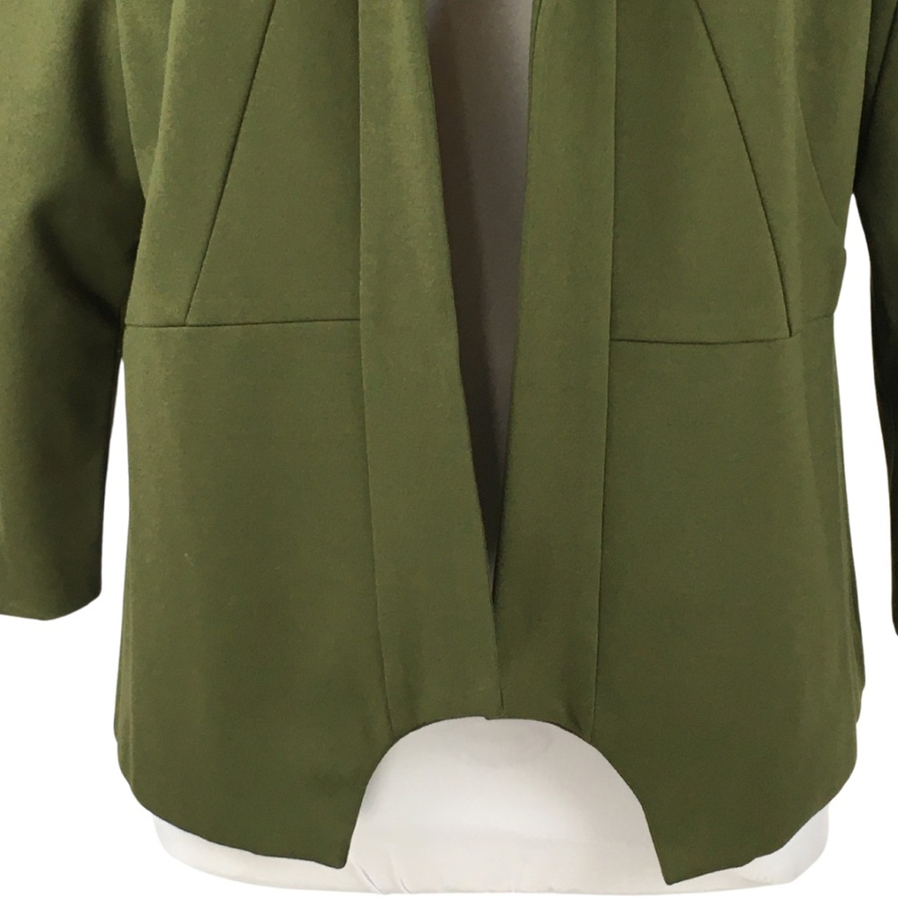 Versona Army Green Open Collarless Ponte Waist Length Blazer size XX-Large - Picture 10 of 14
